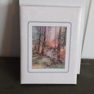 Vintage Lena Liu Forest Waterfall Funeral Guest Book Memorial Register RWP 10x8